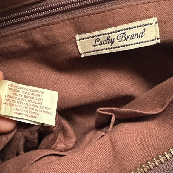 Lucky Brand Stitched Brown Leather Bag - Picture 4 of 7